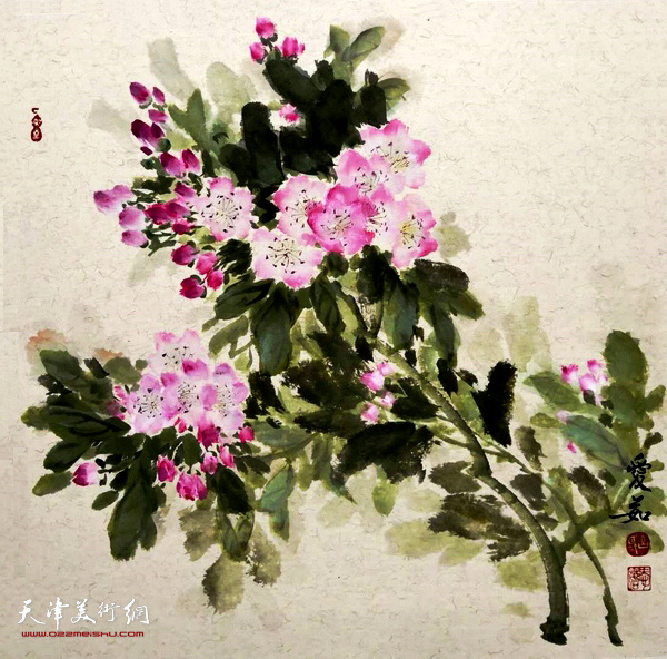 天津女画家吕爱茹花鸟画作品。