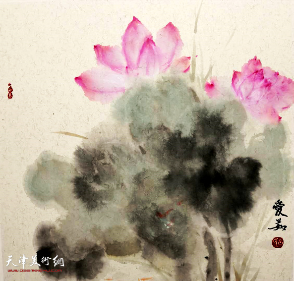 天津女画家吕爱茹花鸟画作品。