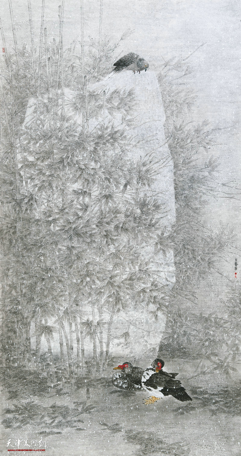 王鑫 辽宁 雪落无声 226cm×119cm