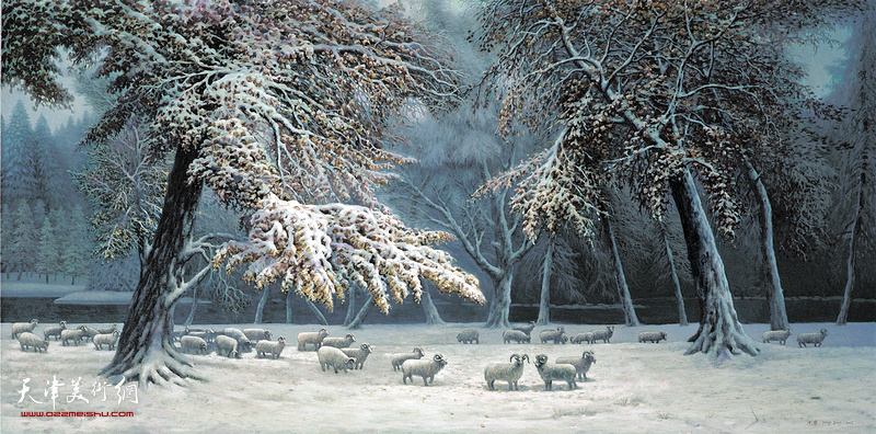 草场初雪 200cm×100cm 2005年 First Snow of Meadow（2005）