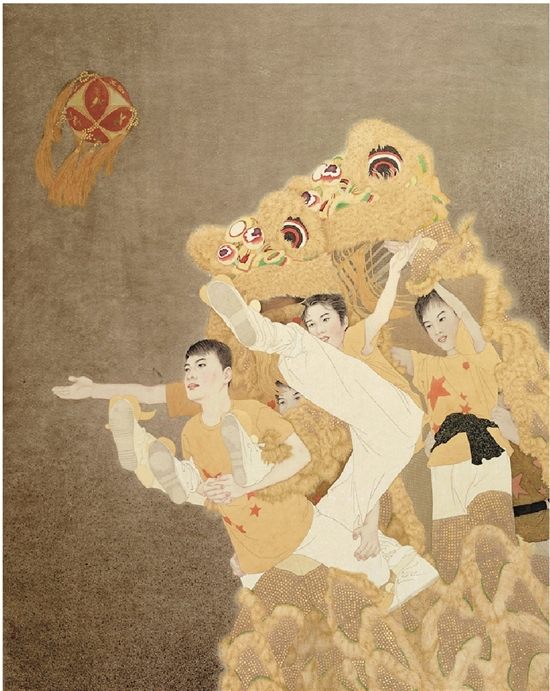 李笑娟 浦江庆典·狮舞 207×170cm 山东