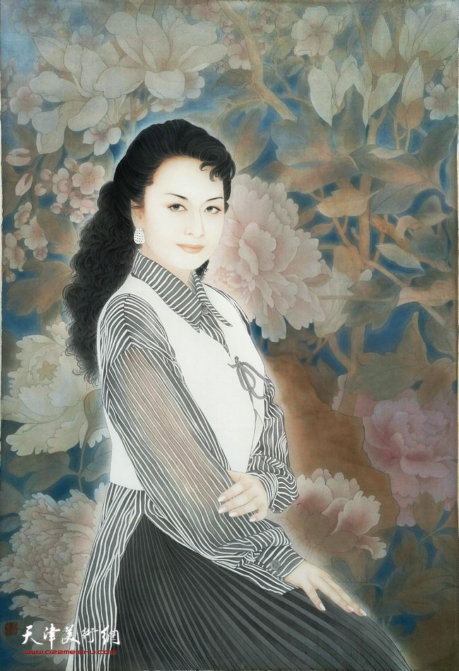 于栋华作品：《兰心》 70x102cm 2018年 绢本设色