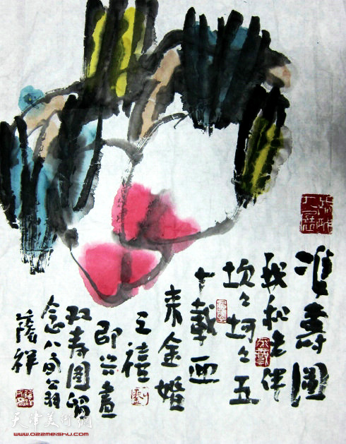 刘荫祥为金婚所作《双寿图》。