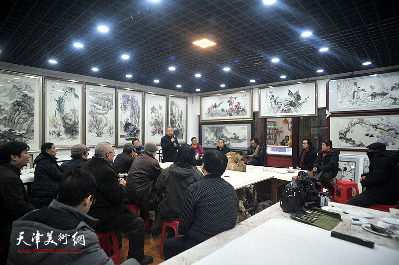 扬州八怪天津院、天津美术网、鹤艺轩框业迎新年书画联谊会举行。