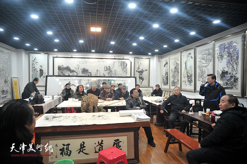 扬州八怪天津院、天津美术网、鹤艺轩框业迎新年书画联谊会举行。