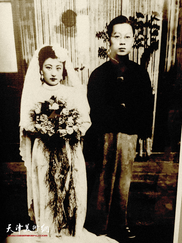 上世纪40年代初溥佐先生与夫人赵韫华结婚照。