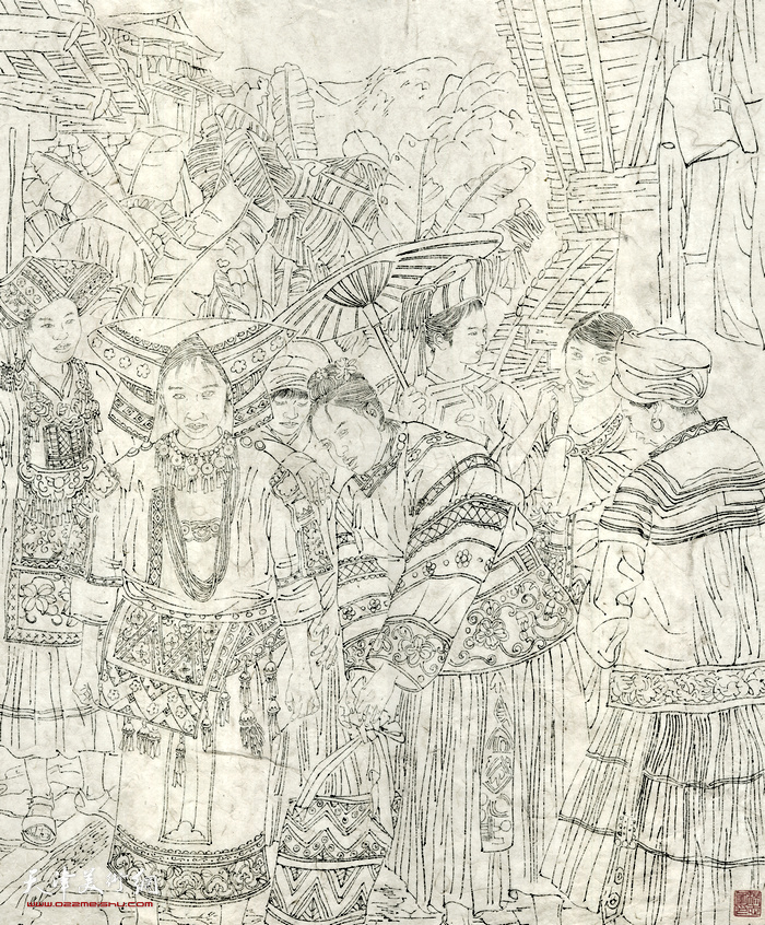 杨志刚第二届中国插图展入选作品：《走遍云南系列》。