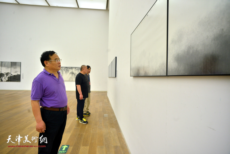 田正宪在展览现场观看作品。