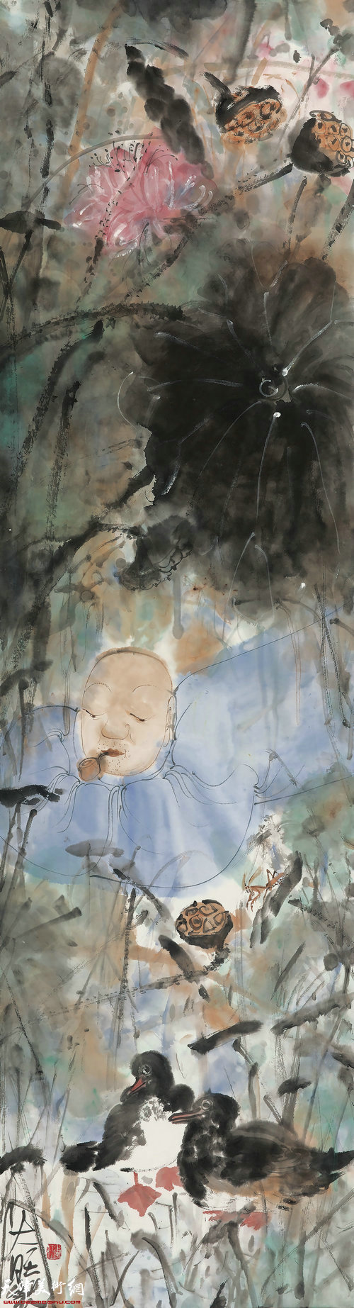 我乐自知鱼似我 181×49cm 纸本水墨 2019