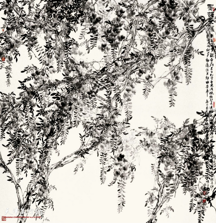 张耀 《墨韵紫藤》200*200cm