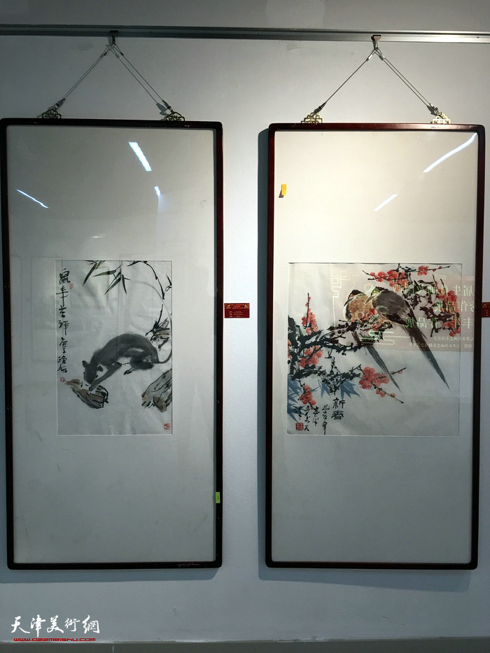 “灵鼠兆丰年——中国第十三届生肖画及国画优秀作品展”布展现场。