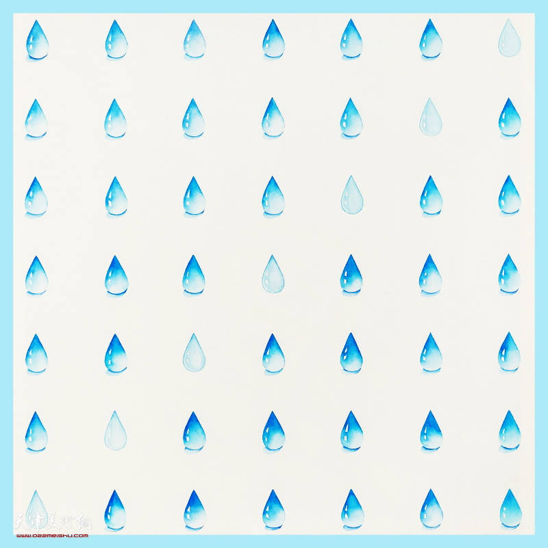 刘芳作品：水滴系列之《平衡》 No.2 Waterdrop Series-Balance No.2 纸本水彩 Watercolor on paper 66 x 66cm 2019 图片版权©艺术家