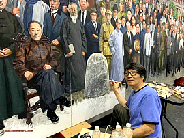著名油画家张胜创作巨幅画作《使命》 温家宝为作品题词