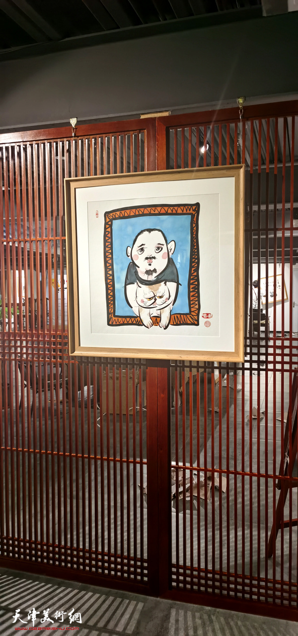 荣宝斋（天津）美术馆“哏er都·陈琛原创数字插画作品展”现场。