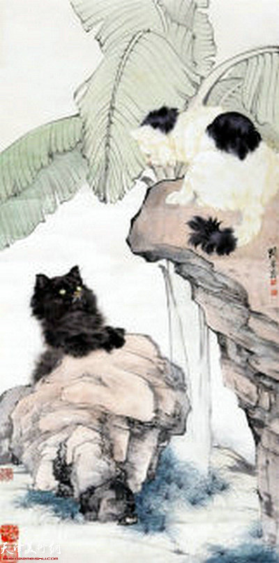 刘奎龄（1885-1967）蕉荫猫戏