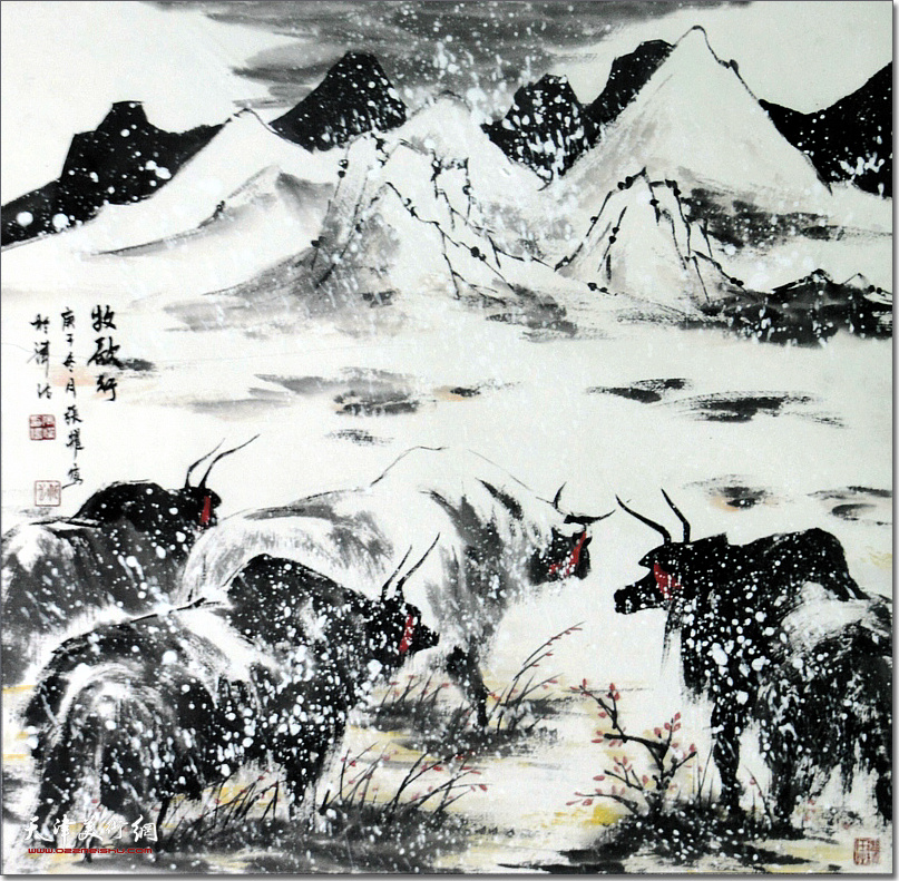 张耀作品：《牧歌行》 （水墨画）