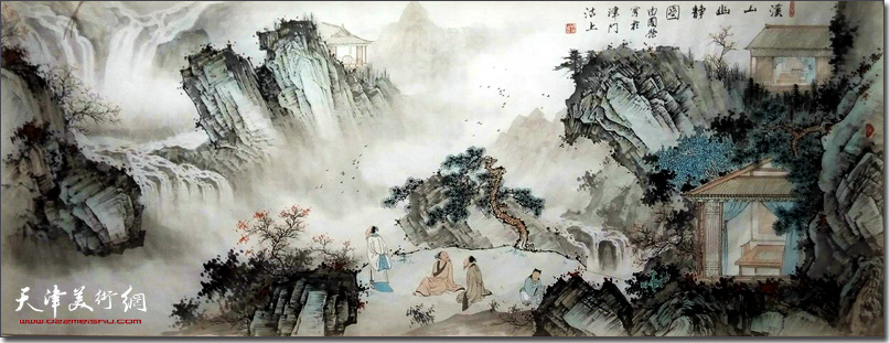 画家由国荣作品：《溪山幽静图》