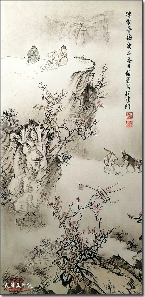 画家由国荣作品：《踏雪寻梅》