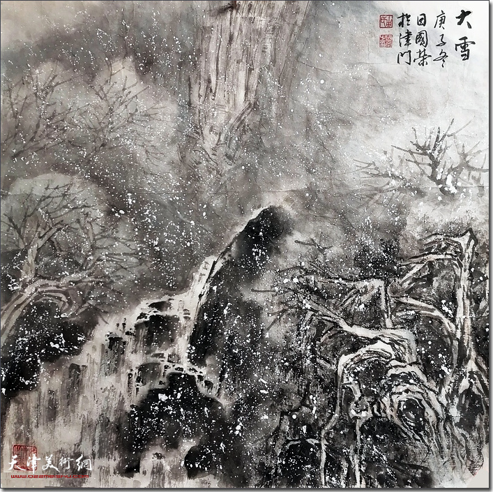 画家由国荣作品：《大雪》