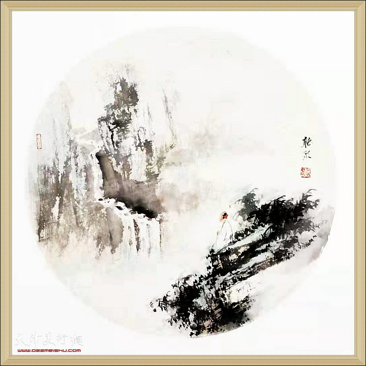 画家吴景玉先生祝贺王群英中国画作品展开幕。