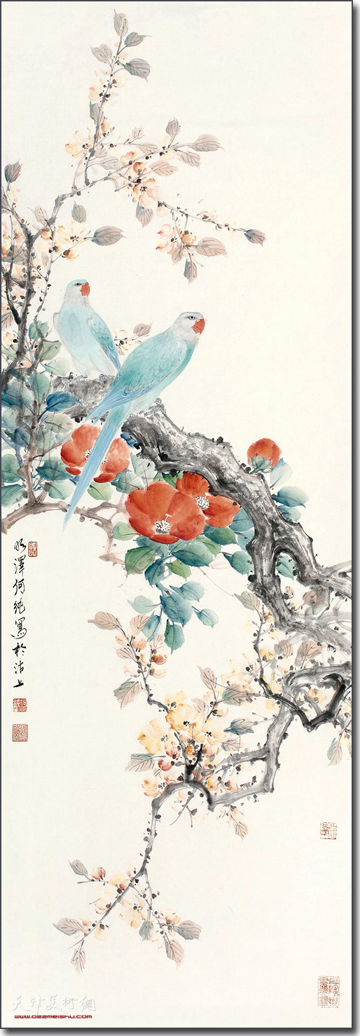 何纯先生花鸟画作品。