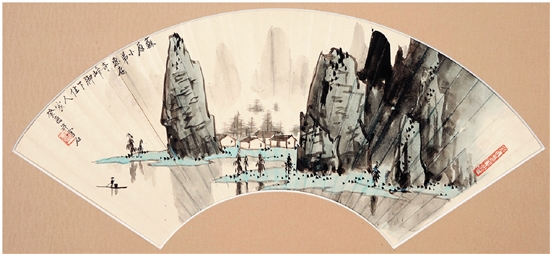 白雪石 漓江扇面 50×22cm 纸本 1993年 艺术家自藏