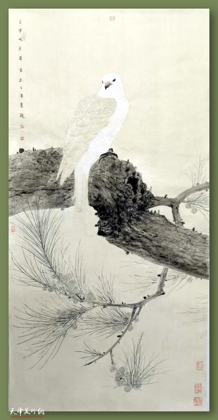 张晓彦作品：《松鹰图》 中国画