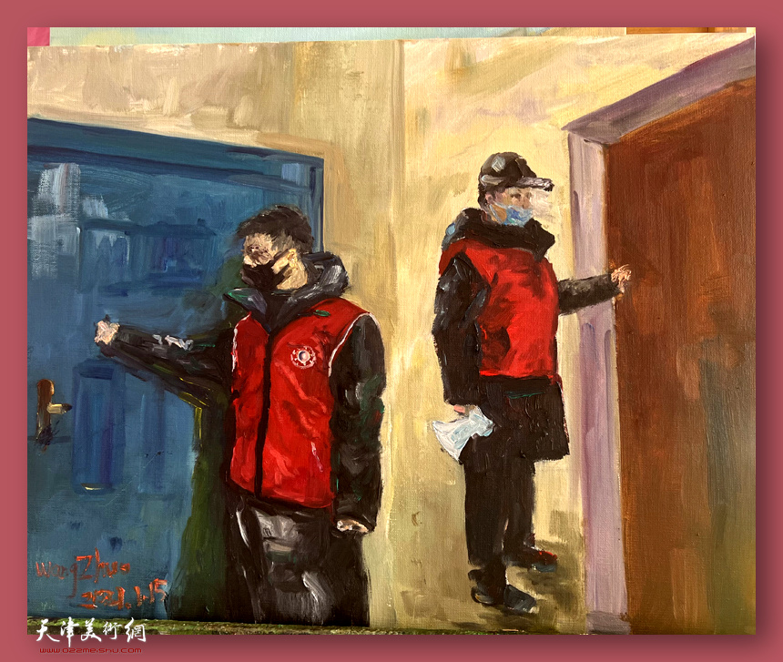王晫作品：《“敲门”行动》油画