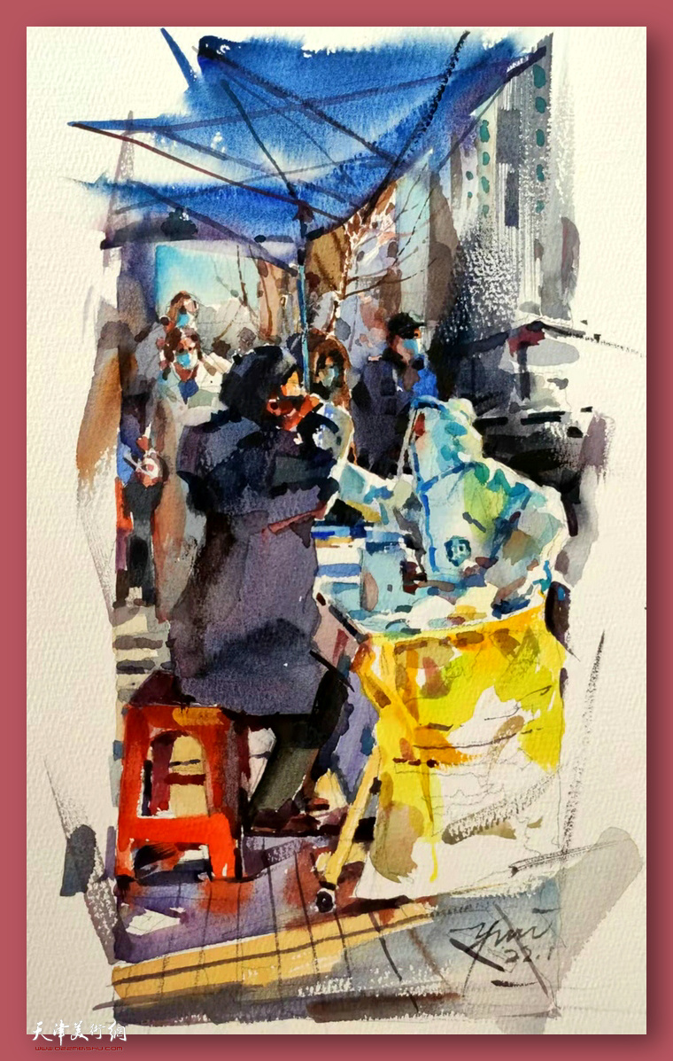 乔雨林作品：《共同抗疫》水彩