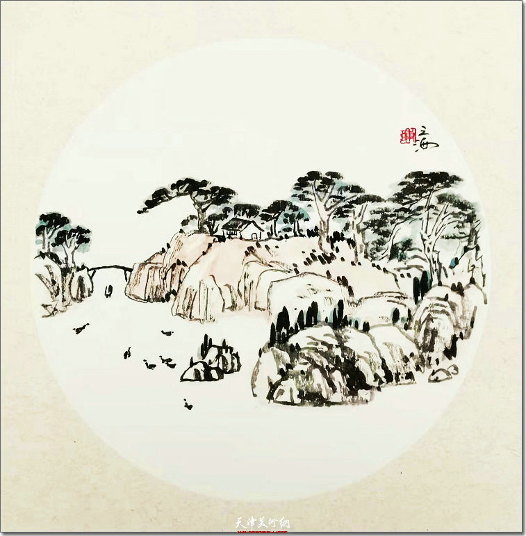 著名画家陈之海田园山水画小品欣赏