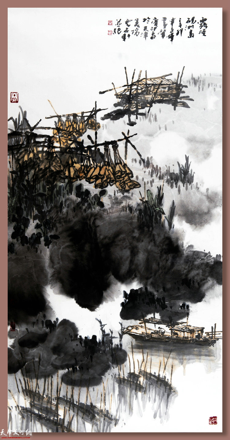 申世辉作品：《雾浸砚洲岛》136cm×68cm  2011年