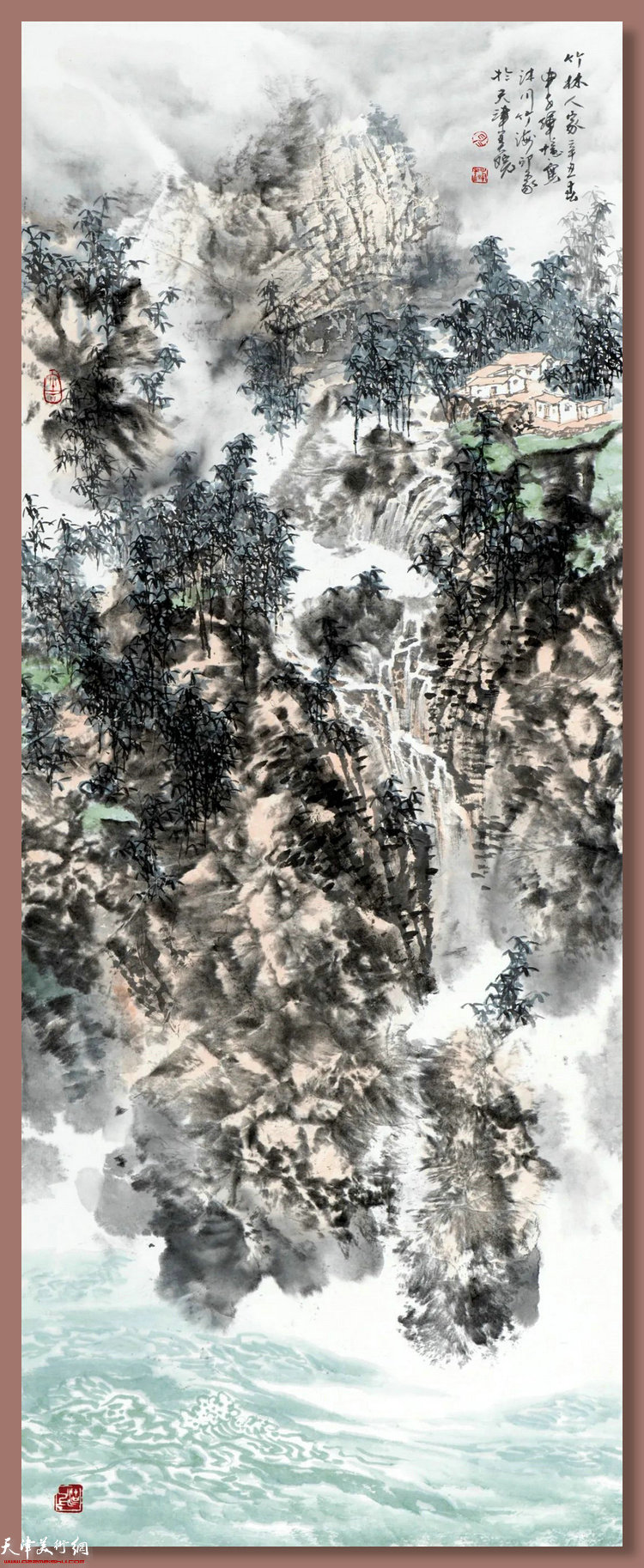 申世辉作品：《竹林人家》134×55厘米 2021年