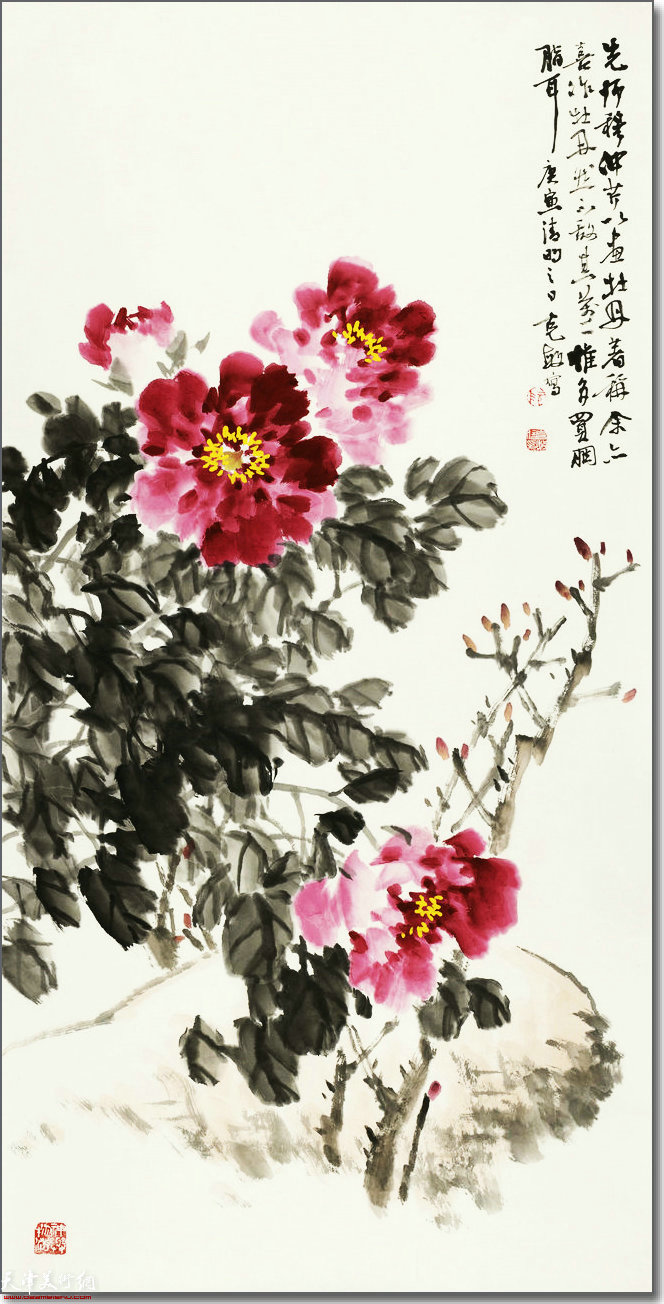 著名花鸟画家阮克敏写意牡丹