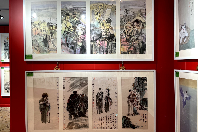 墨绘万物—中国当代名家书画四条屏鉴赏大展现场。