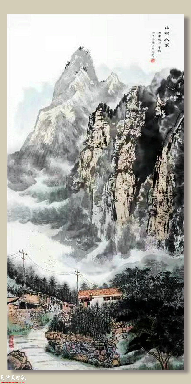王蔓榕中国画作品：《山村人家》
