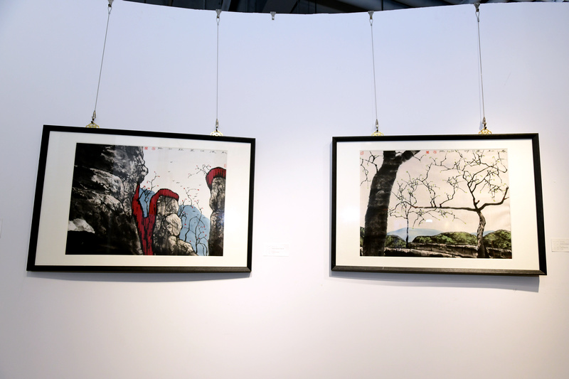 京津中国画作品六人展现场展出的作品。