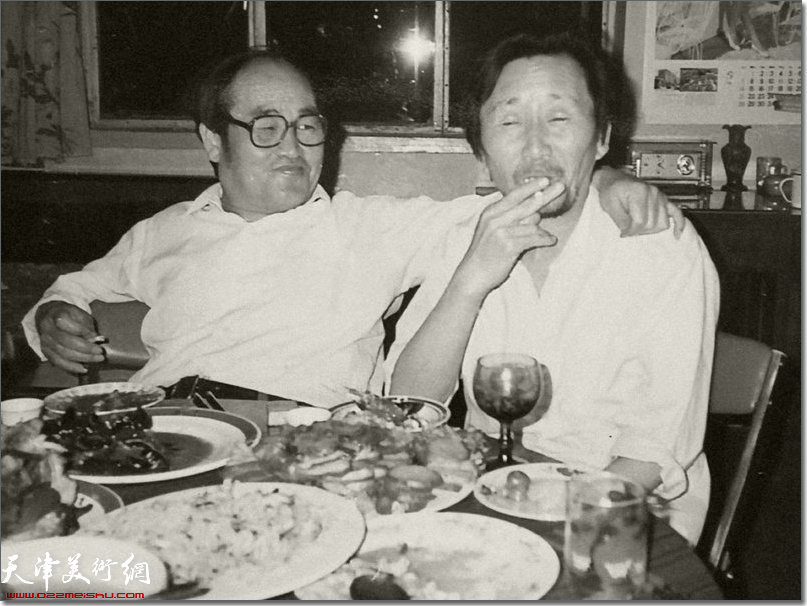 父亲与书法家孙伯翔先生。 1988年