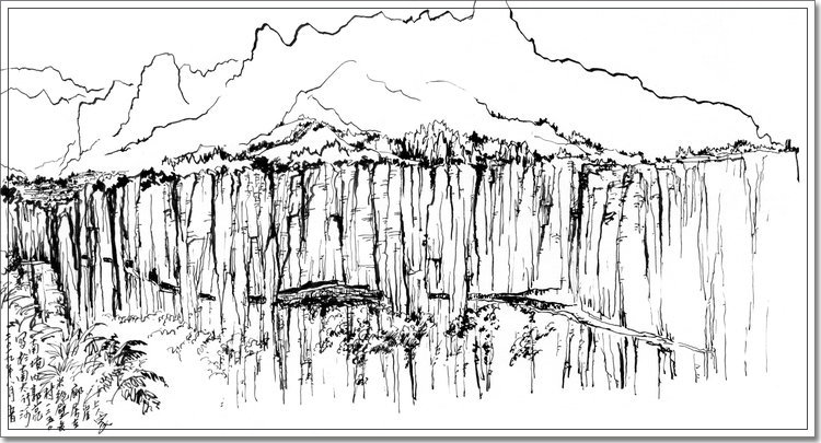 万珂新速写作品：挂壁公路穿山行 （郭亮村）