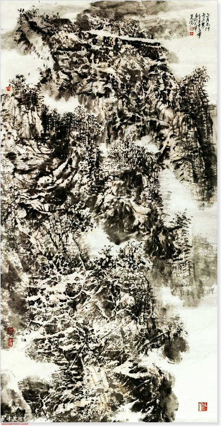 申世辉先生作品：《二月太行冬不寒》136X68cm  2021年