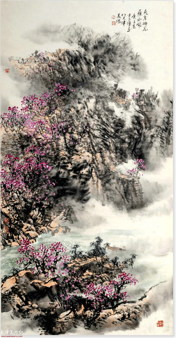 申世辉先生作品：《夹岸桃花蘸水开》136X68cm  2020年