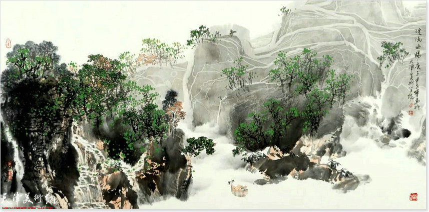 申世辉先生作品：《溪流水畅》136X68cm  2020年